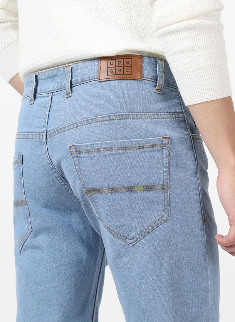 Urbano Fashion  Urbano Fashion Men's Ice Blue Slim Fit Washed Jeans Stretchable for Men | Best Price UAE